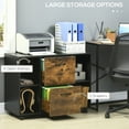 thumbnail image 4 of Vinsetto Rustic Brown Mobile Lateral Filing Cabinet with Wheels, Lockable Drawer & Open Shelves | Printer Stand for Letter/A4 Files in Office or Home Study | 31.5"W x 14.8"D x 24.4"H, 4 of 7