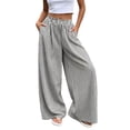 thumbnail image 2 of Wide Leg Pants Woman Elastic High Waist Loose Casual Lightweight Striped Flowy Palazzo Pants with Pockets, 2 of 6