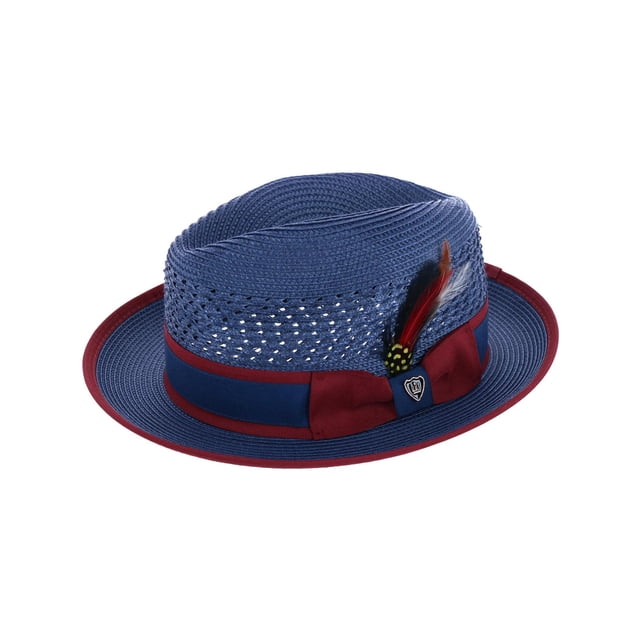 Richman Brothers Polybraid Fedora Hat with Grossgrain Ribbon and Feather