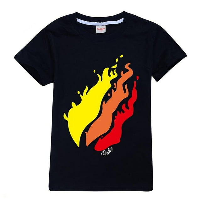 T-Shirt Imprimé Flamme pour Garçons et Filles Manches Courtes Col Rond T-Shirt Décontracté d'Été