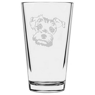 Miniature Schnauzer Dog Themed Etched All Purpose 16oz Libbey Pint Glass