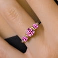 thumbnail image 4 of 925 Sterling Silver and 10K Yellow Gold Pink Moissanite and Pink Created Sapphire 3 Stone Engagement Ring for Women (1.69 Cttw, Cushion Cut 6MM and 4MM, Available in Size 5, 6, 7, 8, 9), 4 of 4