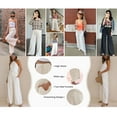 thumbnail image 3 of PUWEI Women's Summer Two Piece Outfits Casual Short Sleeve Pullover and Cropped Wide Leg Pants Lounge Sets, 3 of 7