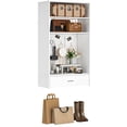 thumbnail image 4 of Homieasy Dual Closet Organizer System,Freestanding Wood Drawer Tower with 4 Storages & Hanging Rods + Wall-Mounted Magnetic Pegboard Vanity with Drawers - for Bedroom, Mudroom & Walk-in Closet,White, 4 of 6
