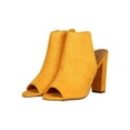 thumbnail image 5 of Women Faux Suede/Leatherette Square Shaft Peep Toe Chunky Heel Mule 18304, 5 of 6