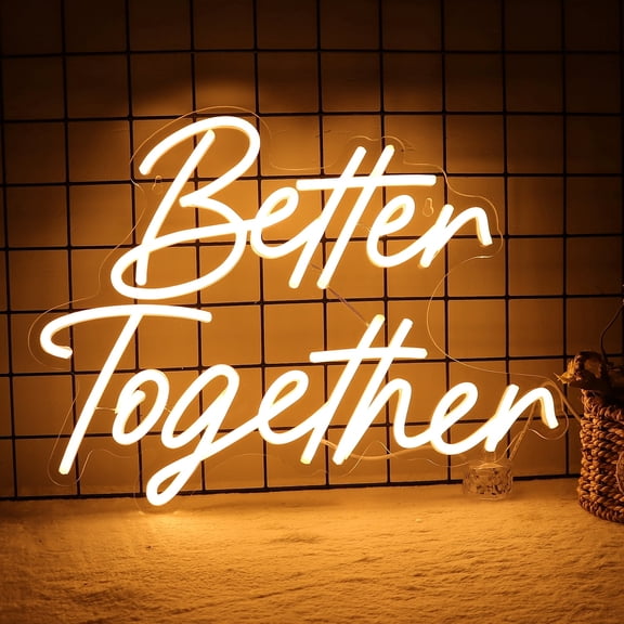 Better Together Neon Sign LED Warm White Dimmable Wall Light USB Powered Acrylic Backboard Hanging Light for Wedding Home Decor