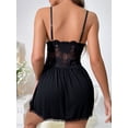 thumbnail image 5 of SUCS Women's Lace Suspender Nightgown, Backless V-shaped Black Dress, 5 of 6