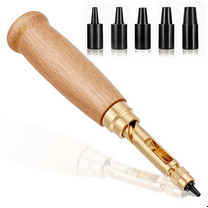 Japanese Screw Punch Adjustable Leather Hole Punching Tool Wood Handle Belt Hole Puncher Hollow for Sewing Leather,1set * belt hole puncher