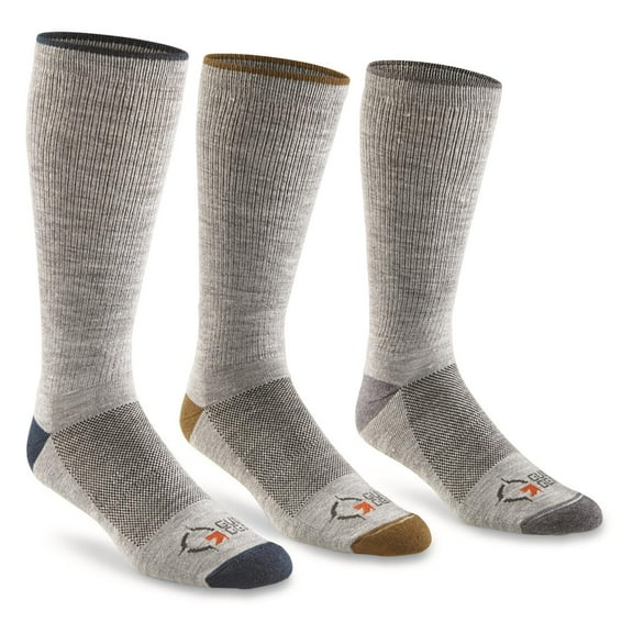 Guide Gear Men's Merino Wool Blend Lightweight Boot Socks, 3 Pairs Gray Heather XL