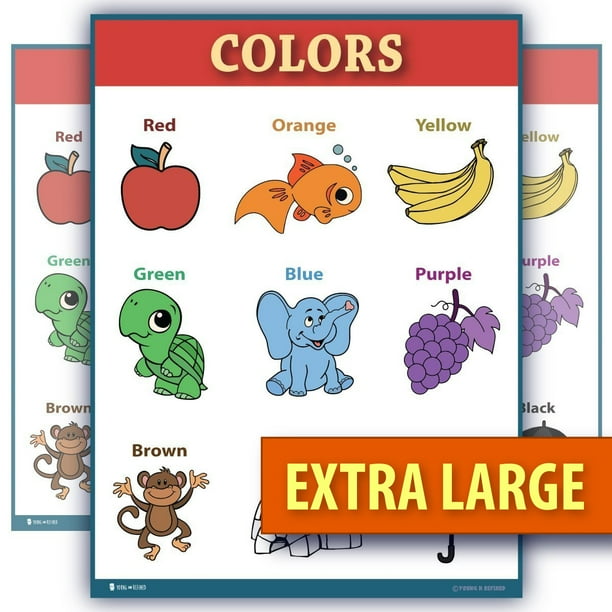 Learning colors educational poster EXTRA LARGE LAMINATED chart for ...