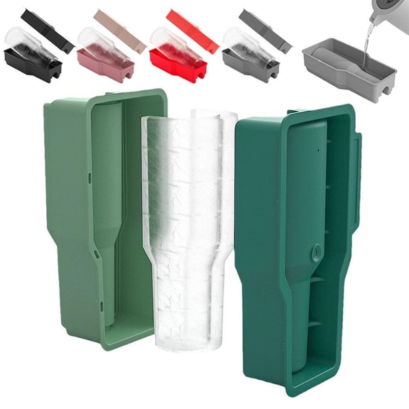 Silicone Ice Cube Tray for 30-40 oz Tumbler, Hollow Cylinder Ice Mold with Lid, 3-Tier Stackable Reusable Ice Maker for Chilling Whiskey, Cocktails, Coffee and Juice, Easy Release