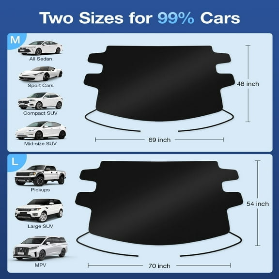2025 Upgrade All-Season Car Windshield Cover - 600D Heavy-Duty Magnetic Cover for Snow/Sun/Dust/Rain, Fits Large SUVs & Trucks, Year-Round Car Shield Outdoor Accessories - Large