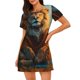 thumbnail image 1 of Balery Prairie Meditating Lion Camisón de manga corta con cuello redondo para mujer, cómodo y elegante., 1 of 6