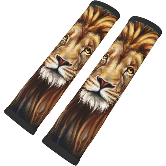 MUSM Animal Lion 2pcs Car Seat Belt Cover Pads, Shoulder Seatbelt Pads Cover, Safety Belt Strap Shoulder Pad for Adults and Children