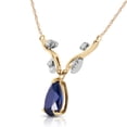 thumbnail image 2 of Galaxy Gold 14K Solid Yellow Gold 14" Necklace with 1.52 CTW Genuine Diamonds and Pear-Shaped Natural Sapphire, 14"-24" Sizes, September Birthstone, Symbol of Wisdom, 2 of 3