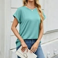 thumbnail image 4 of Summer Fashion Shirts for Womens Plus Size Spring And Solid Color Short Sleeved Round Neck Loose T-shirt, 4 of 8