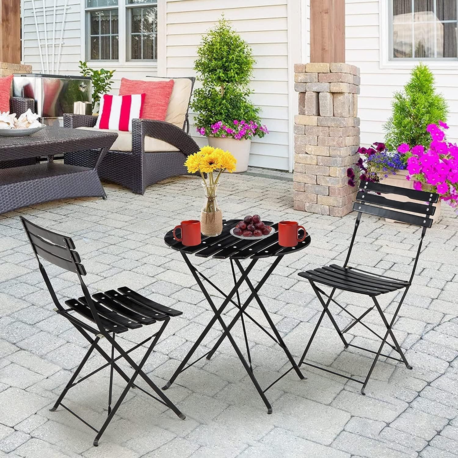 Bilot 3Piece Patio Bistro Set, Folding Outdoor Patio Furniture Sets, Patio Set of Foldable