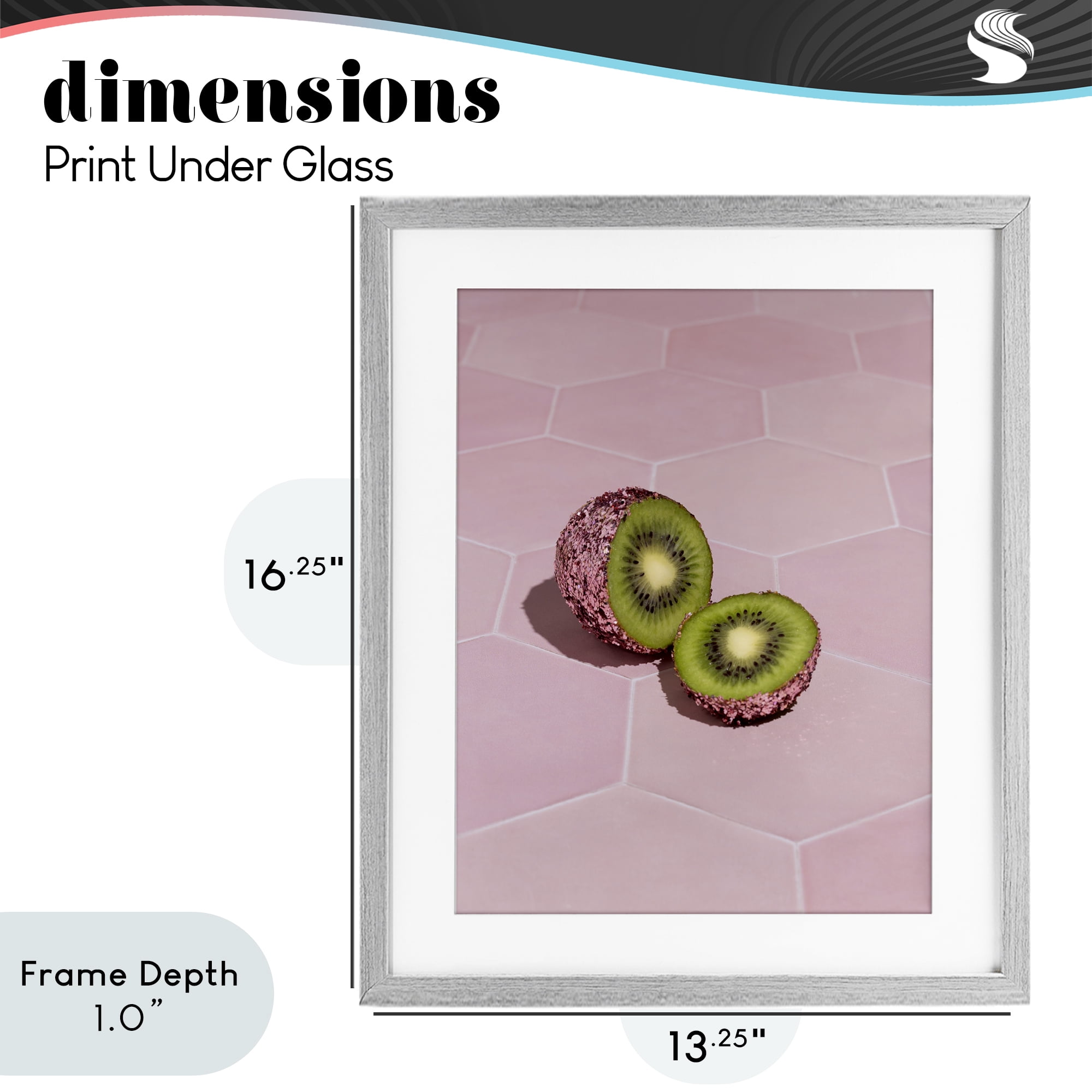 Stupell Industries Pink Glimmer Kiwi Gray Framed Print Under Glass, design by LISH Creative