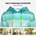 thumbnail image 4 of Picia Teal Turquoise Pattern Casual Women's Hoodie, Hooded Sweatshirt with Kangaroo Pocket, Comfortable Pullover with Eye-catching Drawstrings-XX-Large, 4 of 7
