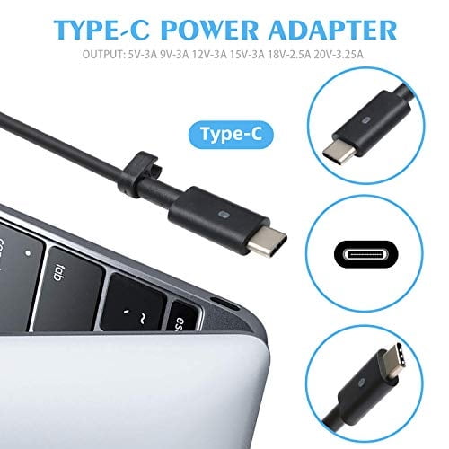 Cargador portátil USB C de 65 W y 45 W Compatible para Dell XPS 12 925