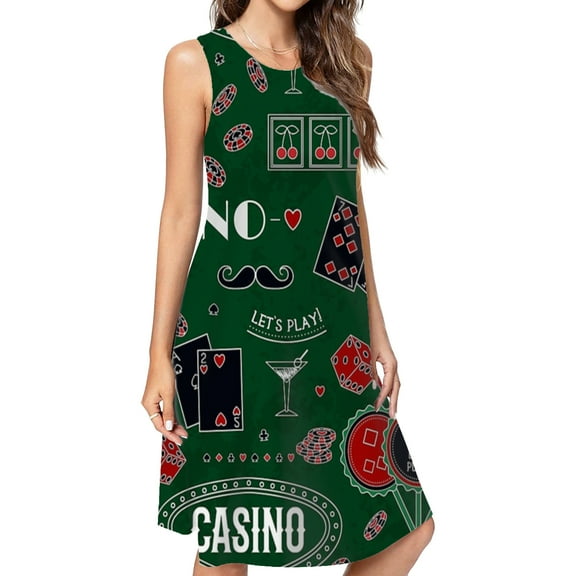 Casino Theme. Gambling Symbols Dress Elegant Party Dresses Evening Dresses Women Dress Sleeveless Dress Ladies Dresses
