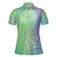thumbnail image 2 of Custom Name Neon Rainbow Leopard Golf Women's Polo Shirt S-5XL, 2 of 7