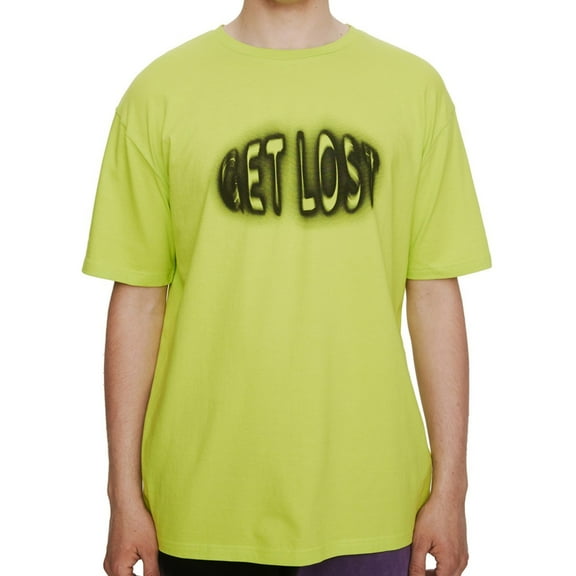 Elevenparis Mens Get Lost Graphic T-Shirt, Green, Medium