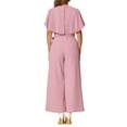 thumbnail image 3 of INSPIRE CHIC Ruffle Sleeve Jumpsuit for Women's Dressy Casual Tie Waist Wide Leg Pants One Piece Outfits M Pink, 3 of 6