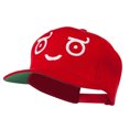thumbnail image 2 of Smile Face Emoticon Embroidered Snapback Cap - Red OSFM, 2 of 5