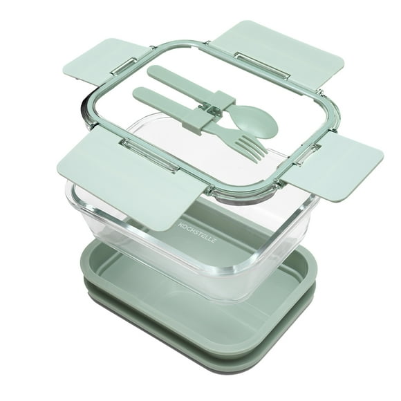 Contenedor de alimentos Kochstelle Hermético de Vidrio con cubiertos Verde