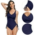 thumbnail image 3 of Women Drawstring Swimsuit Tummy Control Bathing Suit One Piece Bikinis Swimwear, 3 of 9