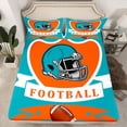 thumbnail image 2 of jejeloiu Football Games Full Size Sheets,Cyan Orange Bed Sheets For Rugby Gamer 4pcs, 2 of 7