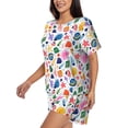thumbnail image 3 of Womens Pajama Sets With Pocket, Colorful Conch Print Lounge Sets Short Sleeve Sleepwear PJ Sets for Women, 3 of 6