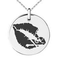 thumbnail image 1 of Stainless Steel Skull & Crossbones Kiss of Death Engraved Small Medallion Circle Charm Pendant Necklace, 1 of 1