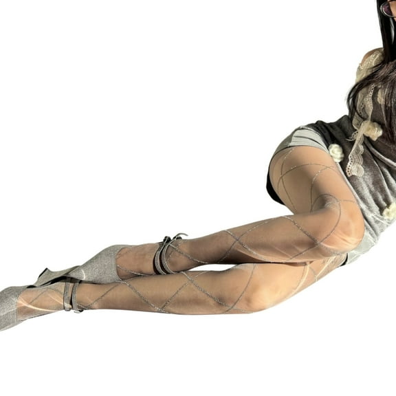 Huhudde Glitters Tights Thigh High Stockings High Waist Pantyhose Control Top Tights Silk Stockings Shimmers Tights for Womens