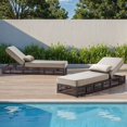 thumbnail image 3 of Opohoro Adjustable Outdoor Rattan Wicker Chaise Lounge Set of 2, Outdoor Reclining Chairs for Garden Pool Backyard Deck, Beige, 3 of 11