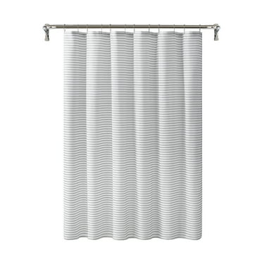 Mainstays Black and White Dotted Stripe Fabric Shower Curtain, 72" x 72"