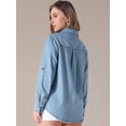 thumbnail image 4 of Unique Bargains Women's Denim Shirt Long Sleeve Jean Jackets Casual L Light Blue, 4 of 7