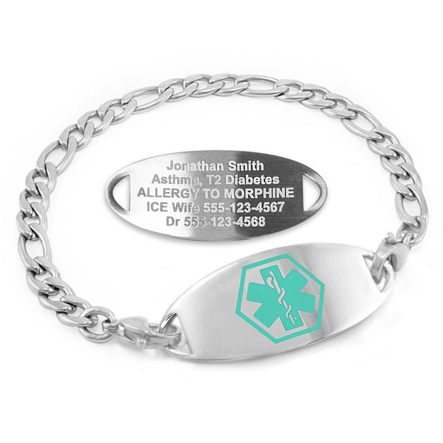 MedicEngraved Stainless Steel Custom Medical Alert Bracelet - 5mm Figaro Link