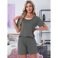 thumbnail image 2 of DARING DIVA Women's Pajama Set with Built-in Bra and Shorts Comfy Lounge Set L Dark Gray, 2 of 7