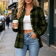 thumbnail image 2 of FAVIPT Lightweight Plaid Jacket for Women Long Sleeve Button Down Lapel Shackets Work Casual Fall Fashion Clothes Army Green,XXL, 2 of 8