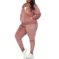 thumbnail image 4 of White Mark Women's Plus Size 2 Piece Rhinestone Velour Tracksuit Set, 4 of 5