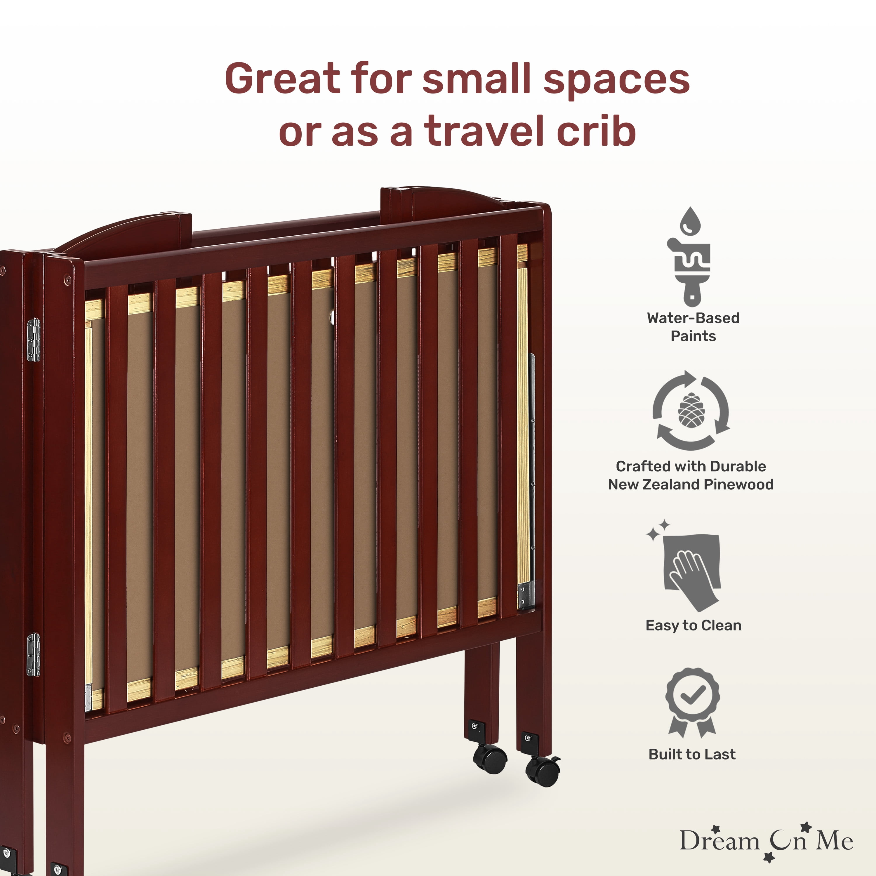 Dream On Me 3-in-1 Portable Crib Cherry