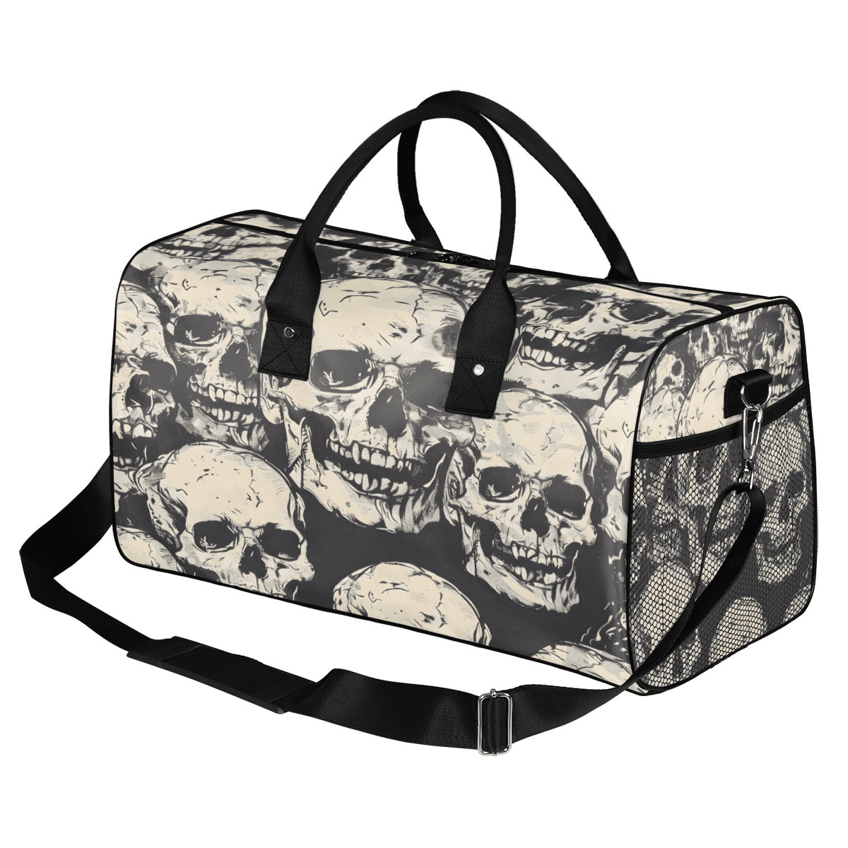 Herdesigns Skeleto Gothothic Skull Gym Duffle Bag for Men Women, Travel Sports Bag Waterproof Lightweight Weekend Carry On Tote