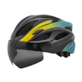 thumbnail image 3 of Casco de bicicleta, casco de bicicleta, gafas extraíbles transpirables ajustables para adultos casco de bicicleta de montaña al aire libre, casco de Negro Amarillo, 3 of 8