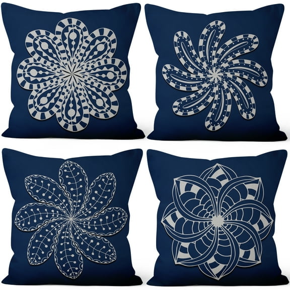 PBOBRIICH Boho Floral Throw Pillow Covers Set of 4,Vintage Linen Pillowcase for Living Room Bedroom Decor,18x18 Inch