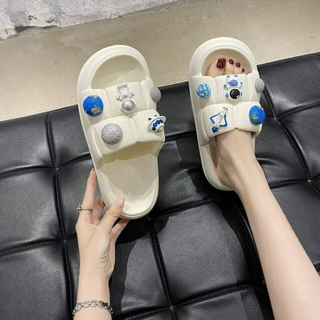 

CoCopeaunt Fashion Design Cartoon Astronaut Womens Slippers Men s New Summer Beach Slide Flip Flops Indoor Bathroom Non-slip Shoes