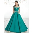 thumbnail image 3 of ETHAN Girls Satin Off The Shoulder for Pageant Dresses Long Princess Birthday Formal Party Ball Gowns with Pockets Blue Size 14, 3 of 7