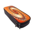 thumbnail image 6 of Picia Orange Rotating Pattern Large Capacity PU Leather Pencil Case Organizer Pen Marker Holder Double Zipper Storage Bag Big Pencil Pouch for College Office, 6 of 6
