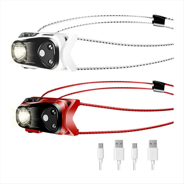 Paquete de 2 Faros Recargables, Faros LED Brillantes Ultraligeros de 1000 LúMenes con Luz Roja , Sensor de Movimiento Impermeable